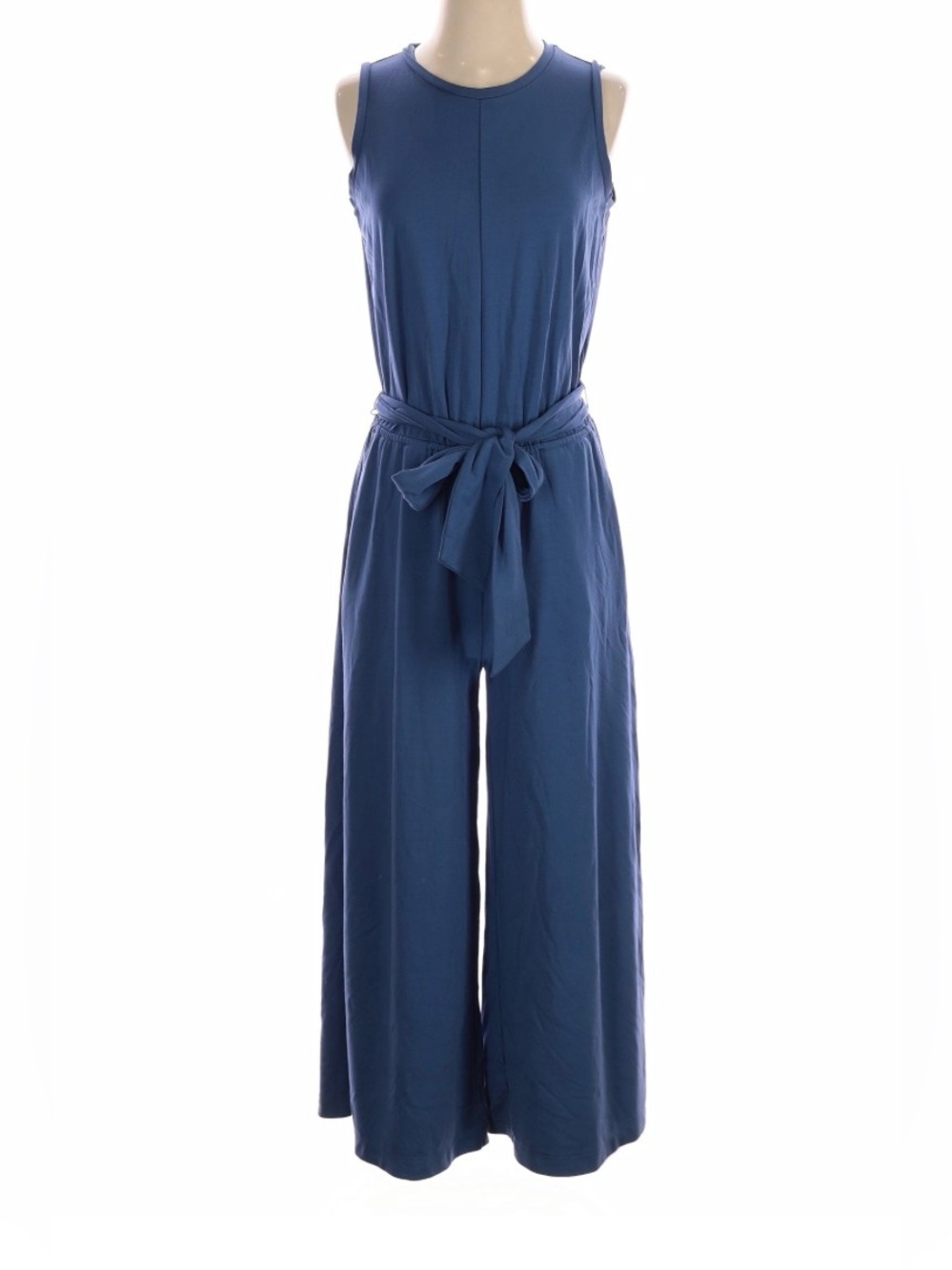 Sleeveless Navy Wide-Leg Jumpsuit with Tie Waist